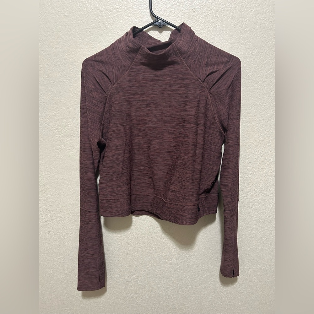 Prana Cropped Long Sleeve Performance Top | Heathered Purple Activewear | Size M